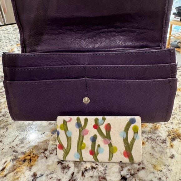 Alex and Ani leather embossed leather wallet - Deep Purple - Picture 3 of 8